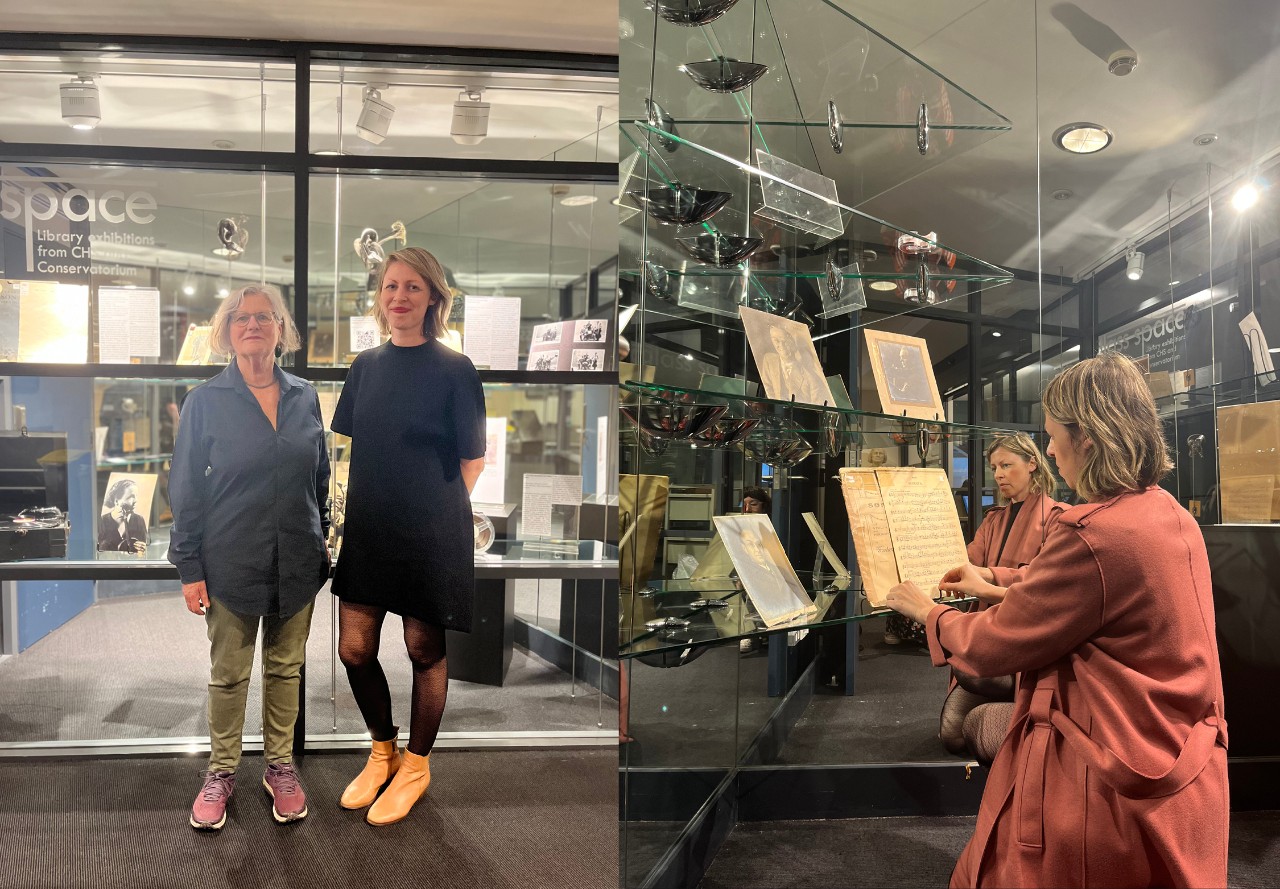 Julia Russoniello and Victoria Monk installing the exhibition