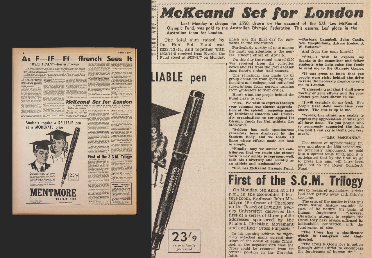 Newspaper snippets from Honi Soit