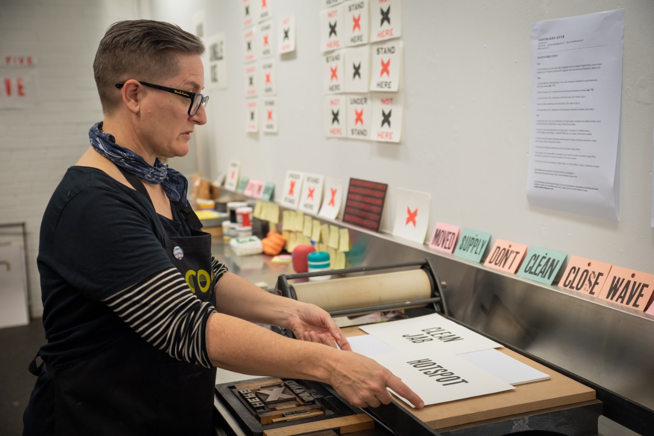 Printmaker in a workshop.