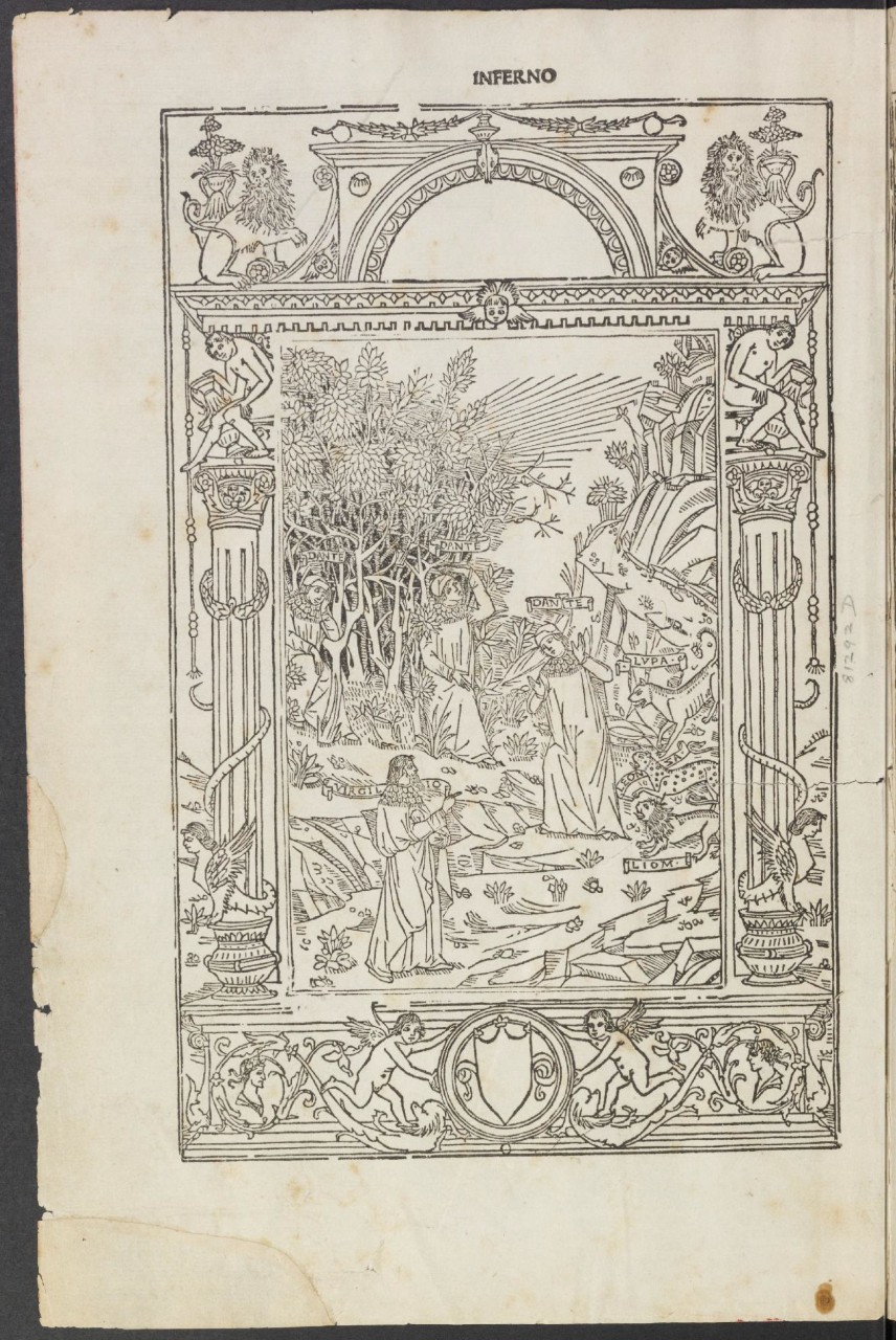 Dante's Divine Comedy with Giorgione illustration and death notice