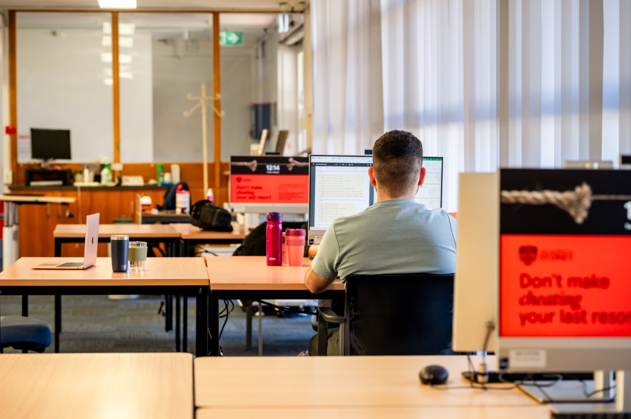 Student studying at Camden Commons